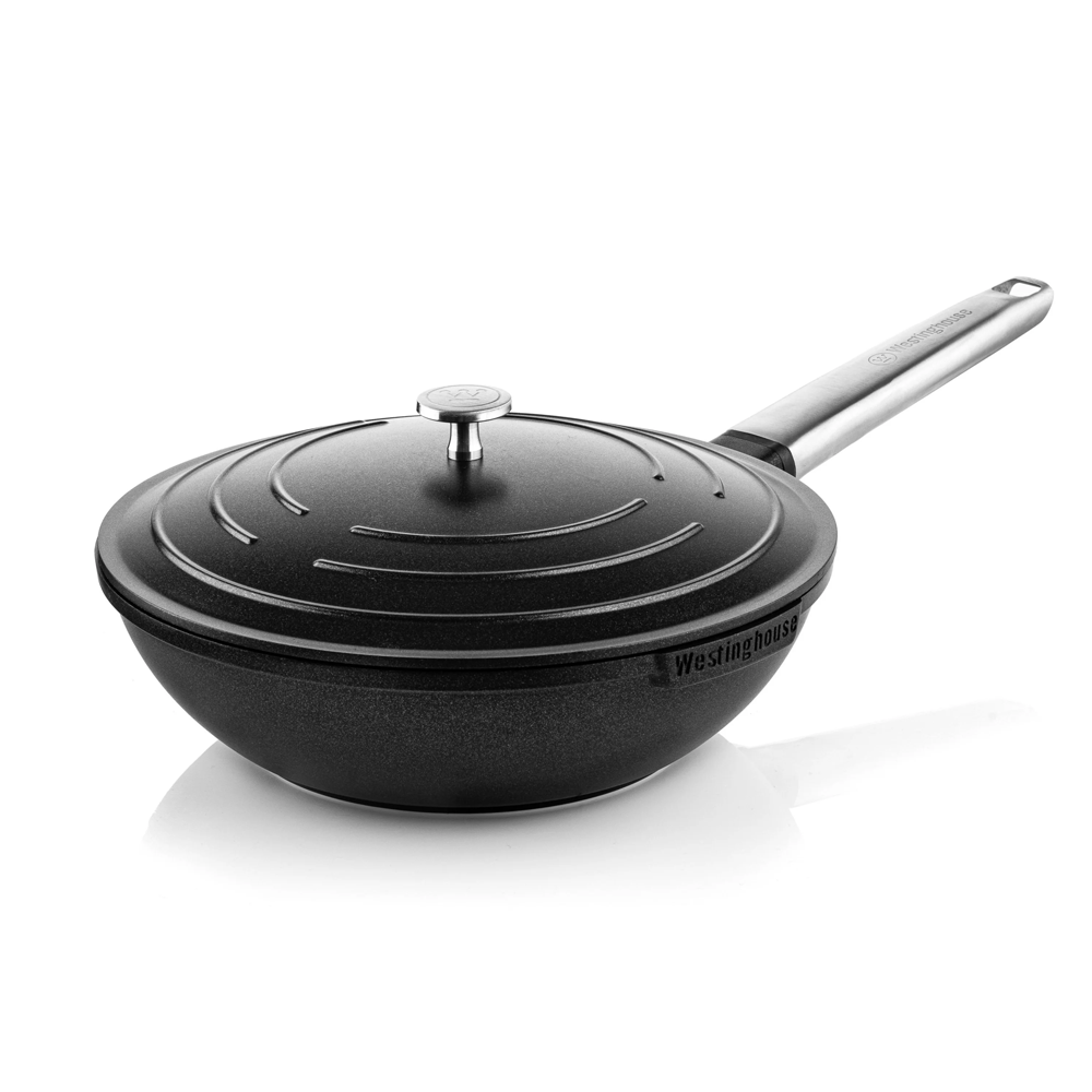 Cast Aluminum Wok with lid 28cm- Вок тогоо, тагтай Хар