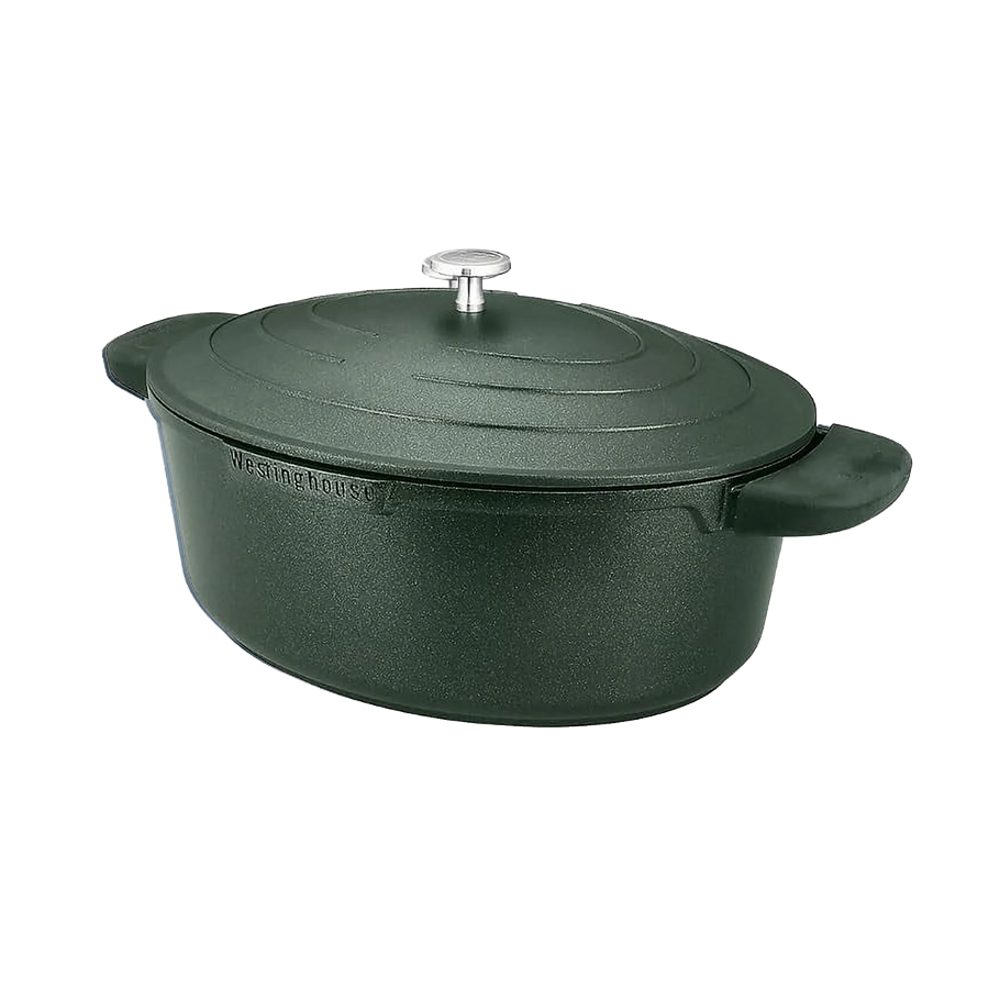QuanTanium® Coating Cast Aluminium Roaster with Lid 32см- Зууван шөлний өндөр тогоо ногоон өнгө