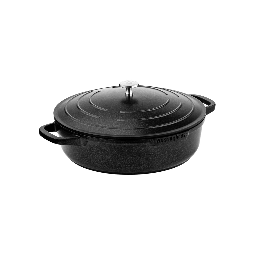 Low Casserole with Lid 28cm - Хар өнгө