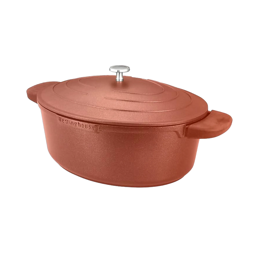 QuanTanium® Coating Cast Aluminium Roaster with Lid 32см - Зууван шөлний өндөр тогоо улбар шар өнгө